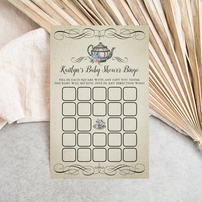 Elégante Tea Party Vintage | Bingo Baby shower (Créateur téléchargé)