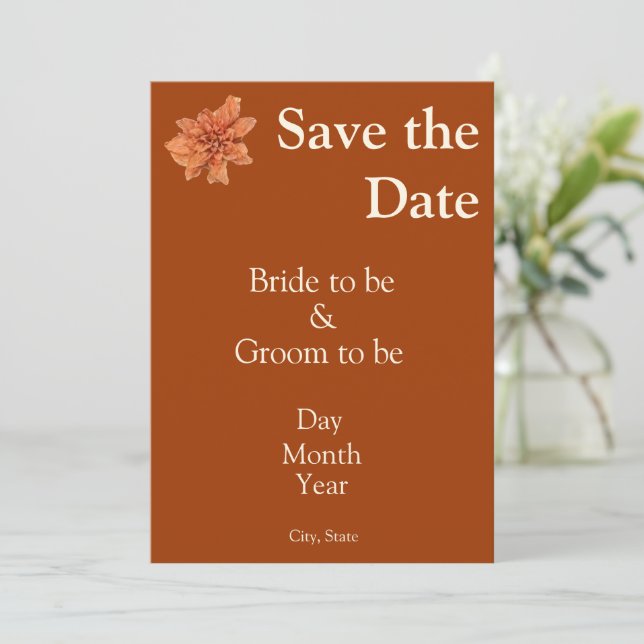Élégante Terracotta Save the Date – Mariage d'Auto (Debout devant)