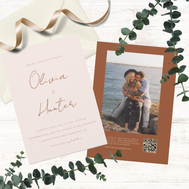 Élégante Terracotta tout en un Faire-part de maria (Créateur téléchargé)