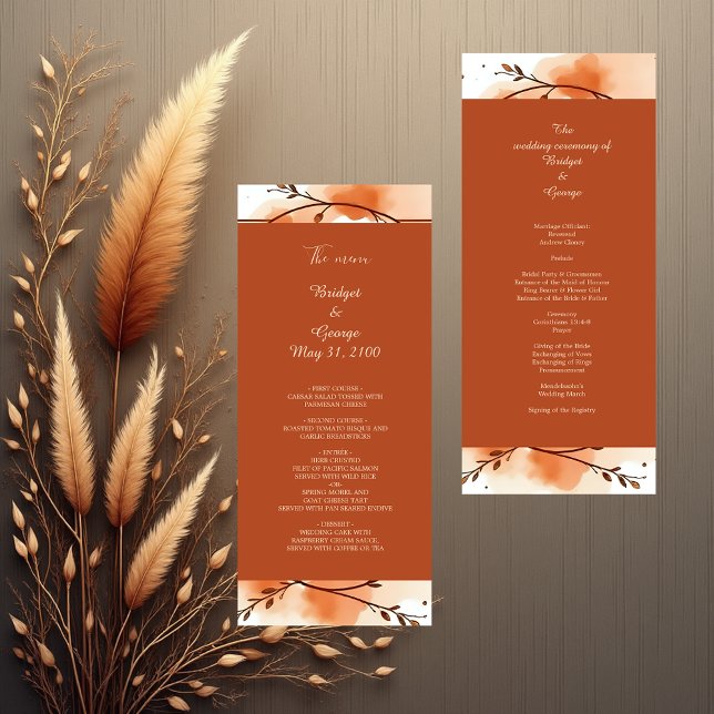 Élégante terre cuite Floral Border menu & programm (Créateur téléchargé)