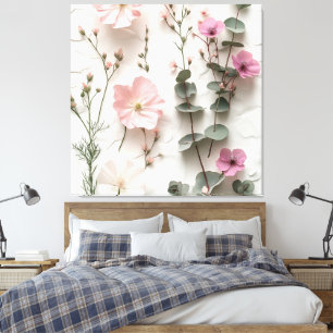 Élégante toile artistique botanique florale rose