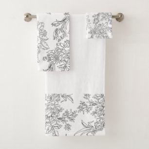 Elégante toile florale noire et blanche