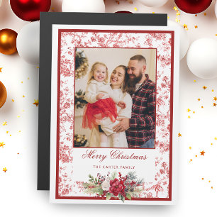 Élégante toile rouge avec photo de florale d'hiver