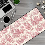 Elégante toile rouge vintage de jouy<br><div class="desc">Élégant tapis de bureau monogramme vintage rouge toile de jouy. Les gravures de toile sont un véritable régal en ce moment, c'est un motif élégant et orné de toile de jouy vintage qui présente une belle scène romantique de la campagne française. Ce style motif est actuellement tendance pour la décoration...</div>
