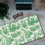 Elégante toile vintage verte de jouy<br><div class="desc">Elégant tapis de bureau monogramme vintage vert toile de jouy. Les gravures de toile sont un véritable régal en ce moment, c'est un motif élégant et orné de toile de jouy vintage qui présente une belle scène romantique de la campagne française. Ce style motif est actuellement tendance pour la décoration...</div>