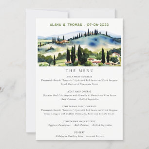 Elégante Toscane Italie Paysage Carte Mariage Menu