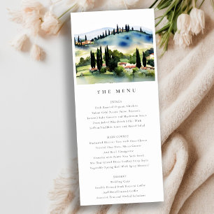 Elégante Toscane Italie Paysage Carte Mariage Menu