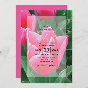 Élégante Tulipes Roses Invitations de mariage