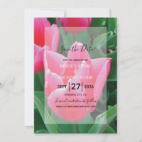 Élégante Tulipes Roses Invitations de mariage