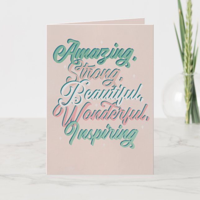 Élégante typographie 3D inspirante Carte de fête d (Devant)