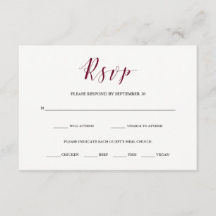 Élégante typographie Marsala RSVP avec choix de