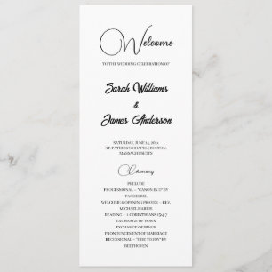Élégante typographie noire Programme de mariage bl
