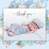 Élégante typographie Nouveau-né Baby Photo Merci