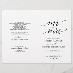 Élégante typographie Programmes de mariage en noir