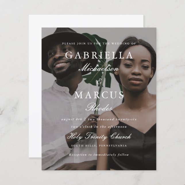 Élégante typographie superposer le Mariage budgéta (Devant / Derrière)