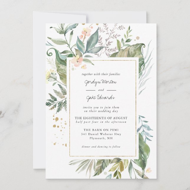 Élégante verdure à l'aquarelle | Mariage floral ro (Devant)