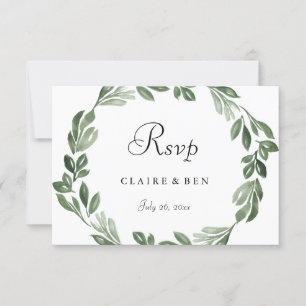 Elégante verdure Aquarelle Wreath Wedding RSVP