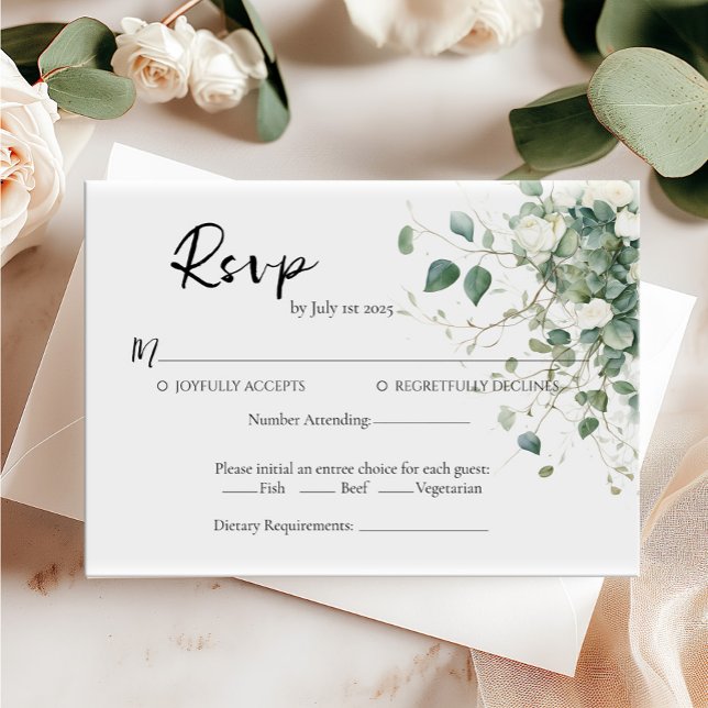Elégante verdure et mariage rose carte RSVP (Créateur téléchargé)