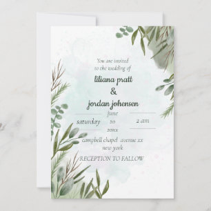 Elégante verdure Eucalyptus Sages Invitation