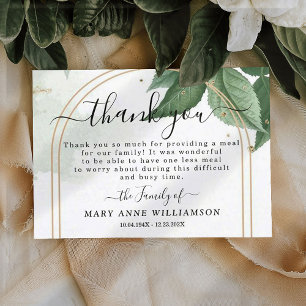 Élégante verdure Funéraire Carte de remerciements 