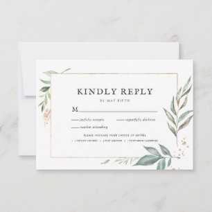 Elégante verdure Gold Frame Mariage RSVP avec repa