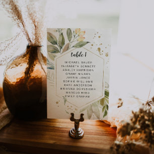 Elégante verdure Gold Frame Table Carte de siège