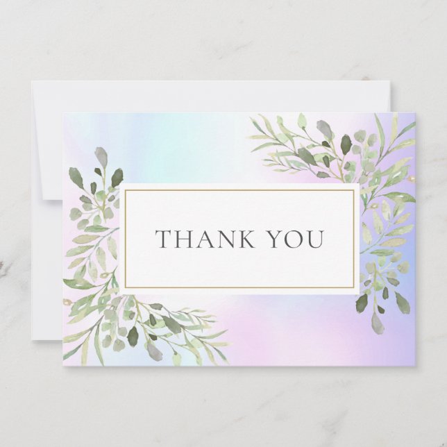 Élégante verdure holographique Merci Feuille (Devant)