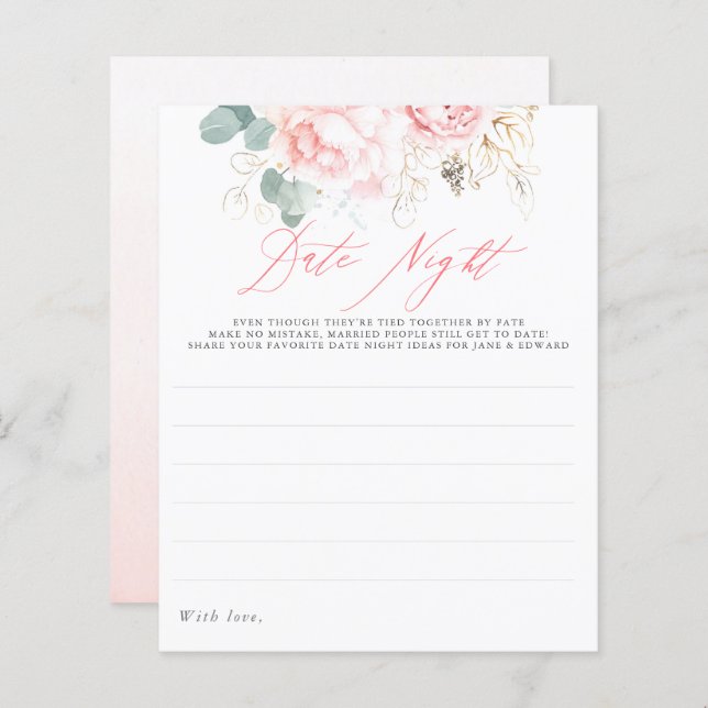 Elégante verdure rose Floral Date Nuit Idées (Devant / Derrière)