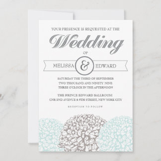 Elégante Vintage Fleurs Aqua Faire-part de mariage