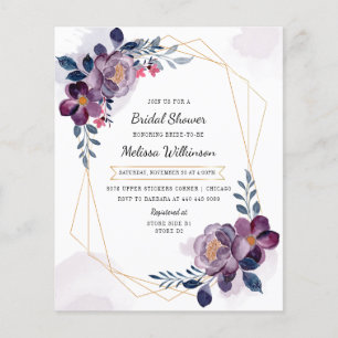 Elégante Violet Floral Bridal Shower Invitation