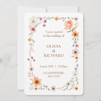 Elégante White & Peach Floral invitations de maria