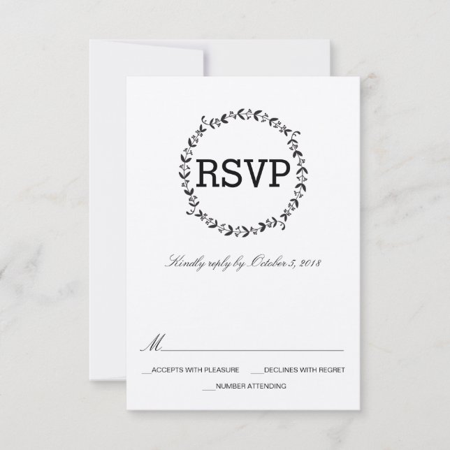 Elégante Wreath Rustique Kraft Wedding RSVP (Devant)
