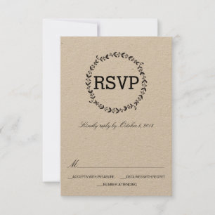 Elégante Wreath Rustique Kraft Wedding RSVP