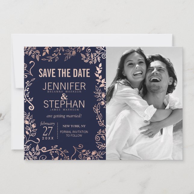 Élégantes Cartes de Faire-Part de Mariage Fleurie  (Devant)
