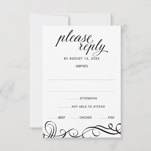 Élégantes Cartes de Réponse de Mariage avec Choix  (Devant)