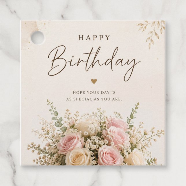Élégantes étiquettes de cadeau de joyeux anniversa (Devant)