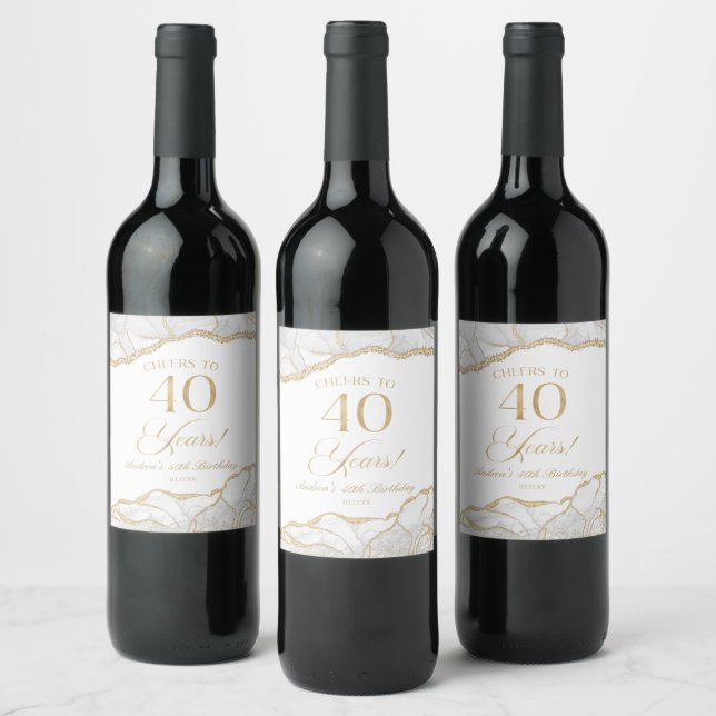 Élégantes étiquettes pour une fête d'anniversaire  (Bouteilles)