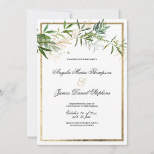 Élégantes faire-part de mariage botaniques blanc e