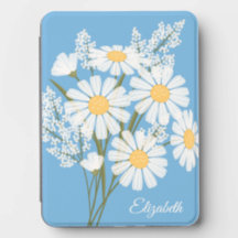 Élégantes fleurs blanches sur fond bleu