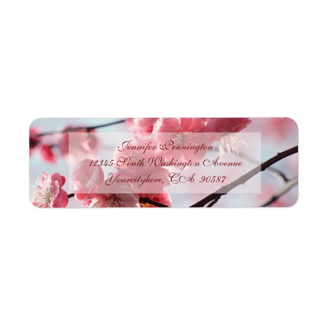 Élégantes fleurs de cerisier étiquettes d'adresse  (Devant)