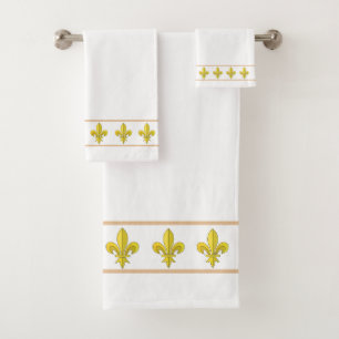 Élégantes fleurs de lis dorées chic sur fond blanc