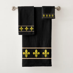 Élégantes fleurs de lis dorées sur fond noir