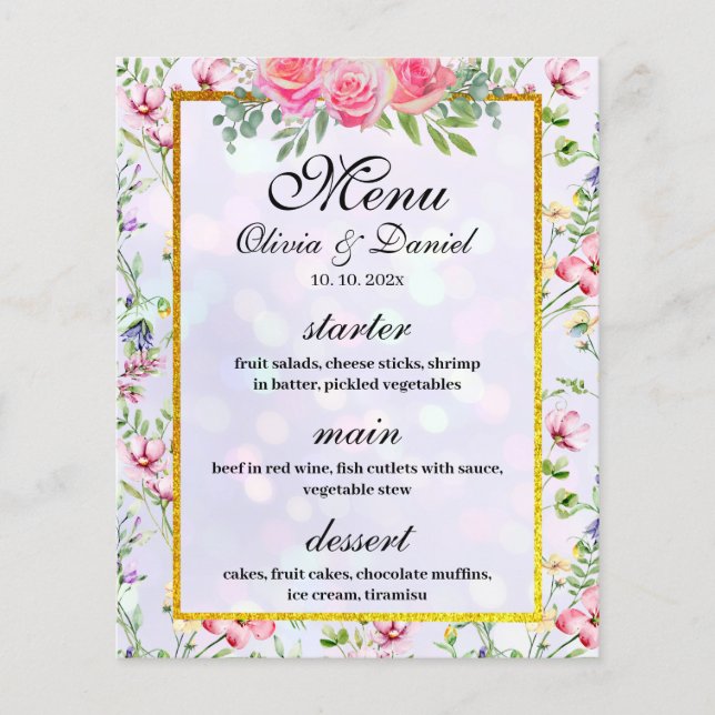 Élégantes Fleurs Rose Pâle Aquarelle Mariage (Devant)