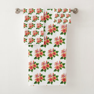 Élégantes fleurs tropicales rose Boho sur fond bla