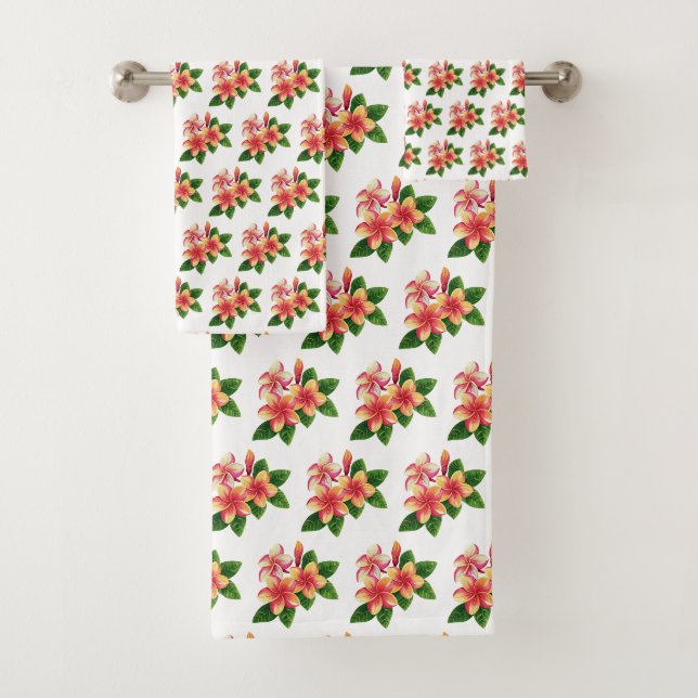 Élégantes fleurs tropicales rose Boho sur fond bla (En situation)