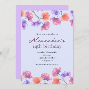 Élégantes invitations à 14e anniversaire Boho Flor