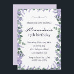 Élégantes invitations à 17e anniversaire Floral Fr<br><div class="desc">Elégante 17ème anniversaire invitations violet Fleurs Cadre vintage</div>