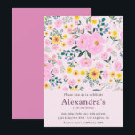 Élégantes invitations à 17e anniversaire Pink Flor<br><div class="desc">Élégantes invitations à 17e anniversaire Pink Floral Chic vintage</div>