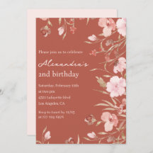 Elégantes invitations de 2e anniversaire Floral Ch