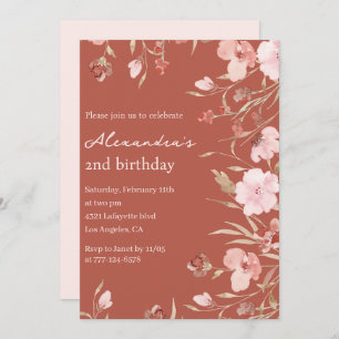 Elégantes invitations de 2e anniversaire Floral Ch